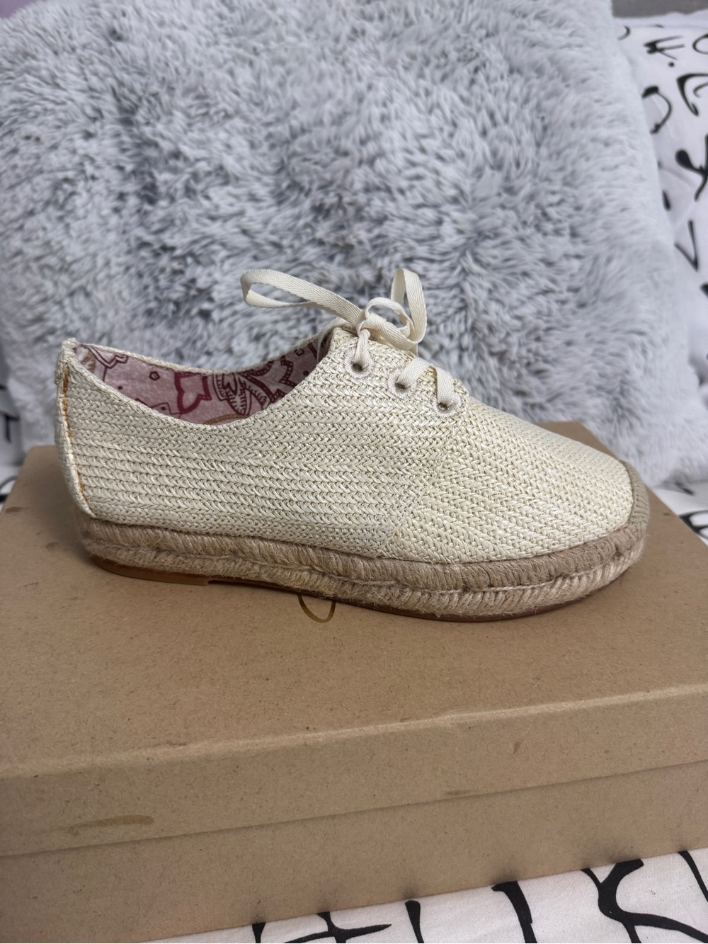Joie Cream Espadrille Flat with Jute Platform